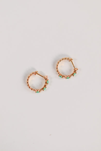 Emerald Huggie Hoops