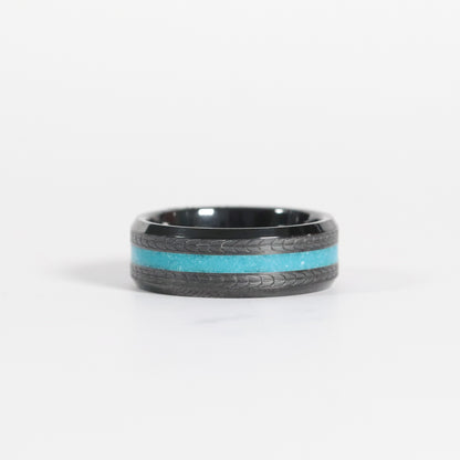 Black Ceramic with Crushed Turquoise Inlay