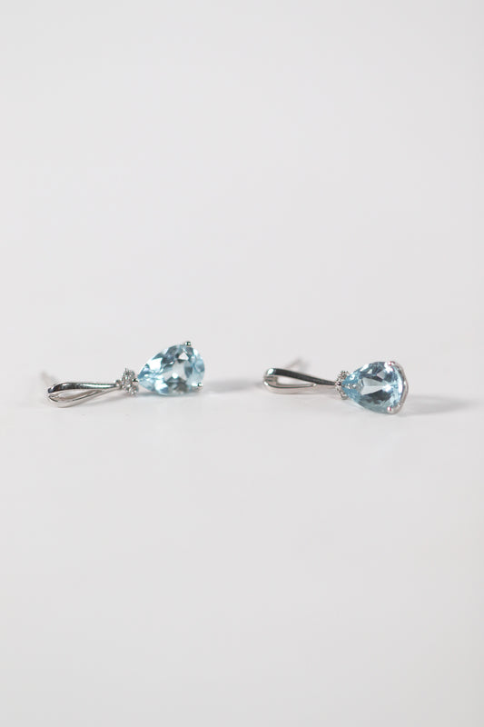 Pear Aquamarine Drop Earrings