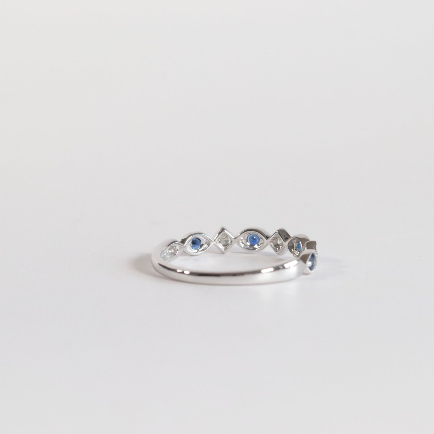 Blue Sapphire + Diamond Stackable Band