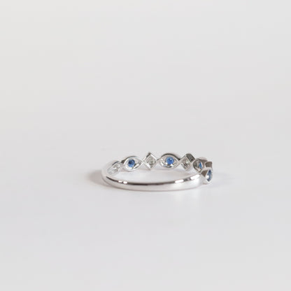 Blue Sapphire + Diamond Stackable Band