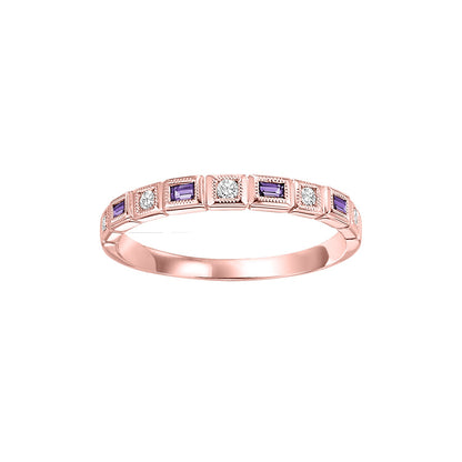 Amethyst + Diamond Stackable Band - Multiple Options