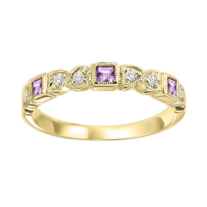 Amethyst + Diamond Stackable Band - Multiple Options