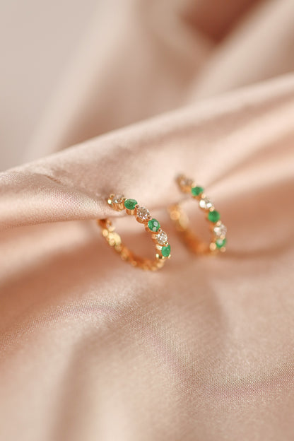 Emerald Huggie Hoops