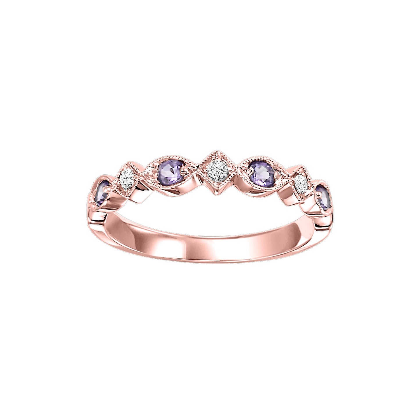 Amethyst + Diamond Stackable Band - Multiple Options