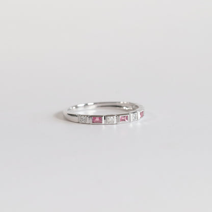 Pink Tourmaline + Diamond Stackable Band