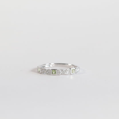 Peridot + Diamond Stackable Band