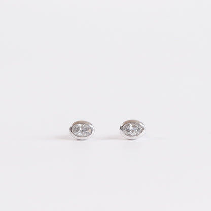 Petite Oval Diamond Bezel Studs