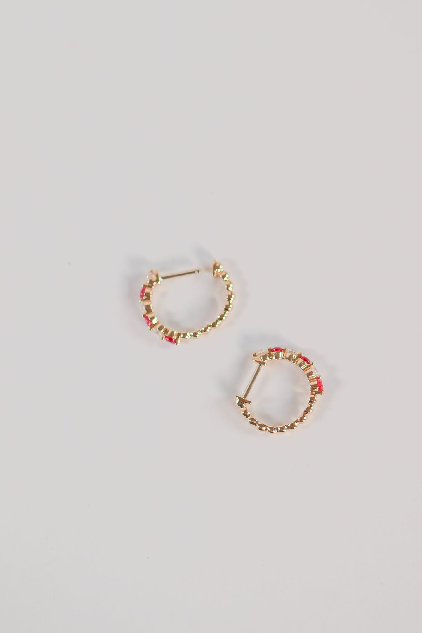 Ruby Huggie Hoops