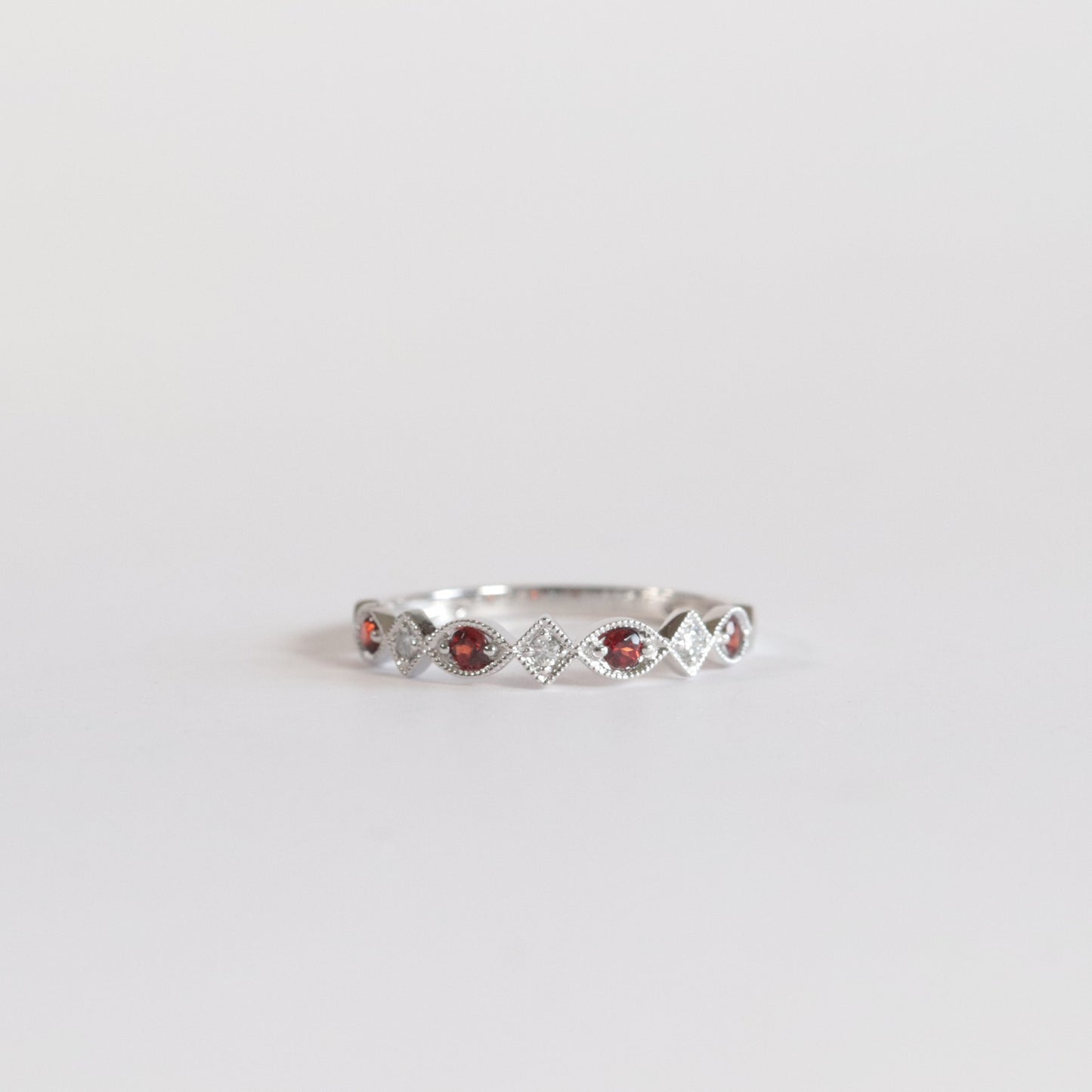 Garnet + Diamond Stackable Band - Multiple Options