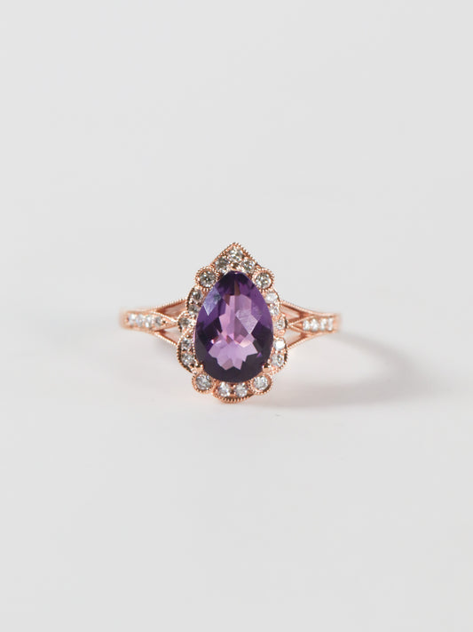 14 k Rose Gold Amethyst Ring