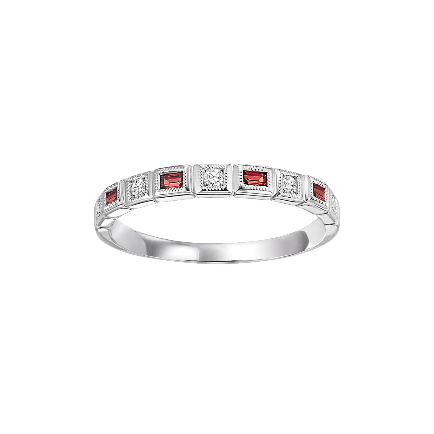 Garnet + Diamond Stackable Band - Multiple Options