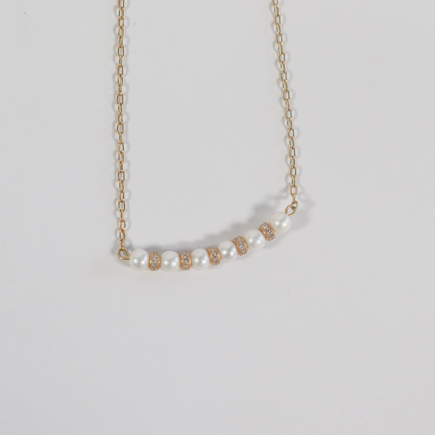 Micro Pavé Pearl Spacer Necklace