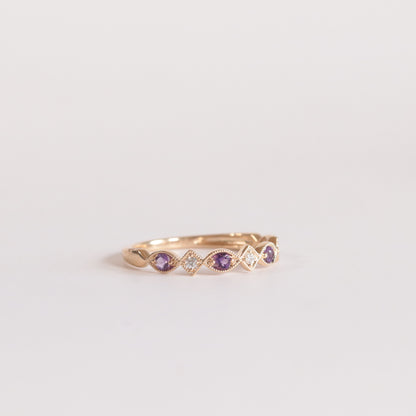 Amethyst + Diamond Stackable Band - Multiple Options