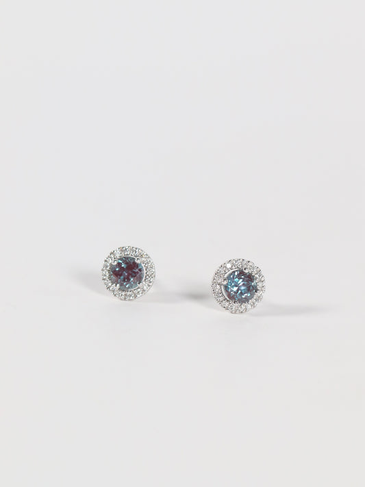 Alexandrite Halo Studs