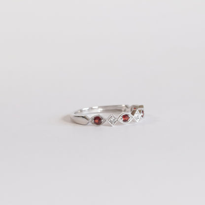 Garnet + Diamond Stackable Band - Multiple Options