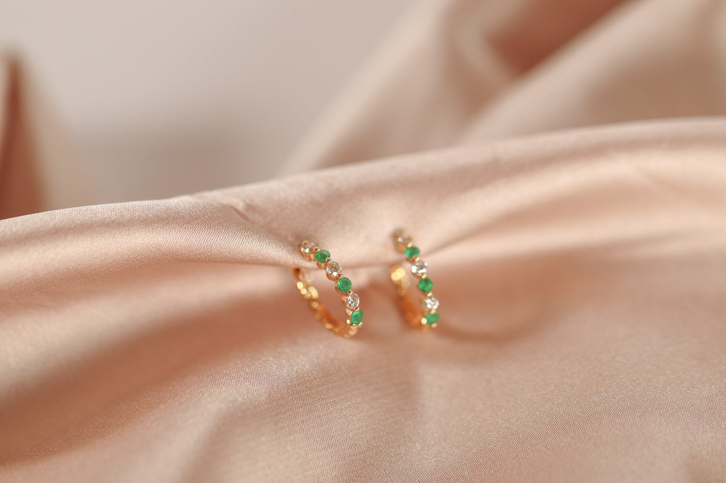 Emerald Huggie Hoops