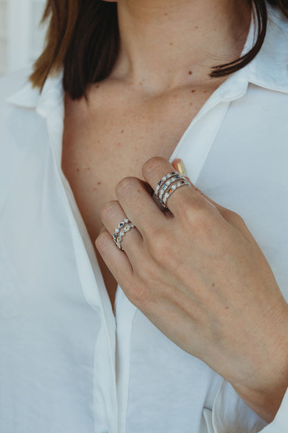 Peridot + Diamond Stackable Band