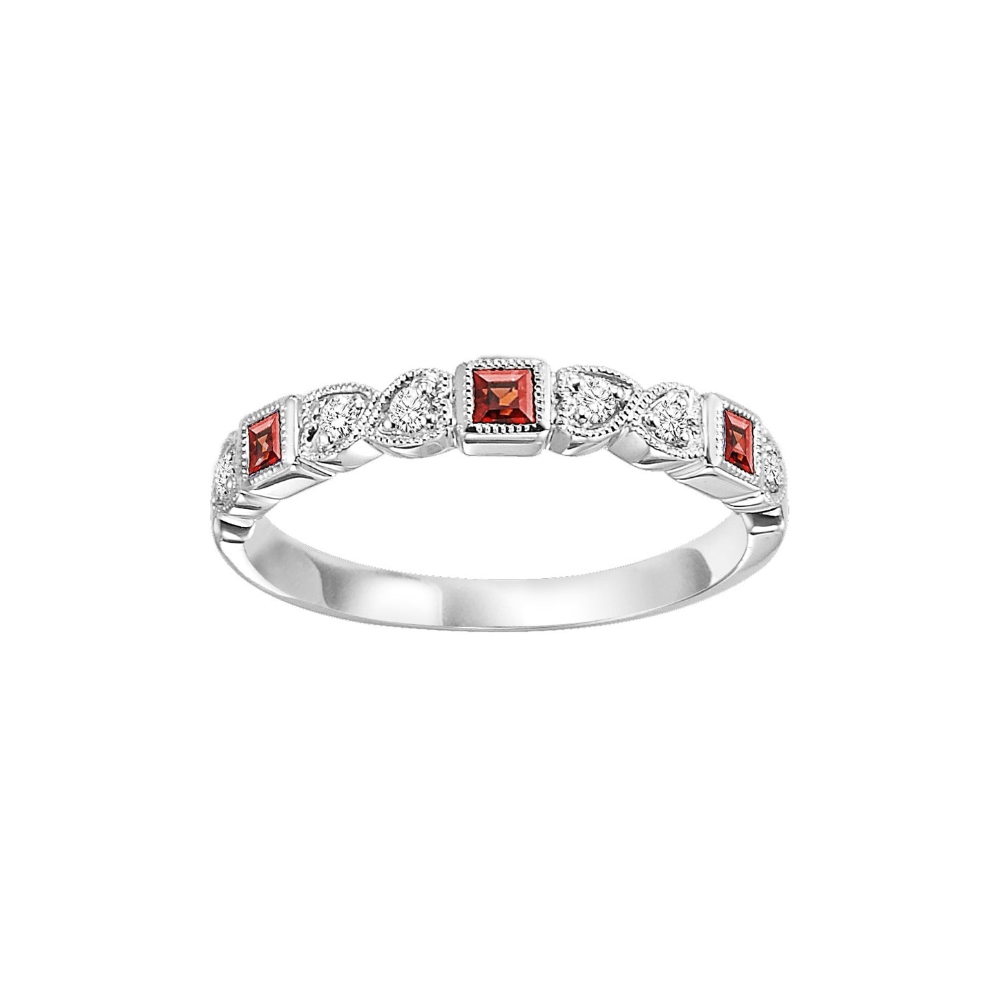 Garnet + Diamond Stackable Band - Multiple Options