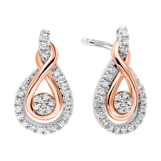 Gold Silver White Rose Diamond 1/5Ctw Earring