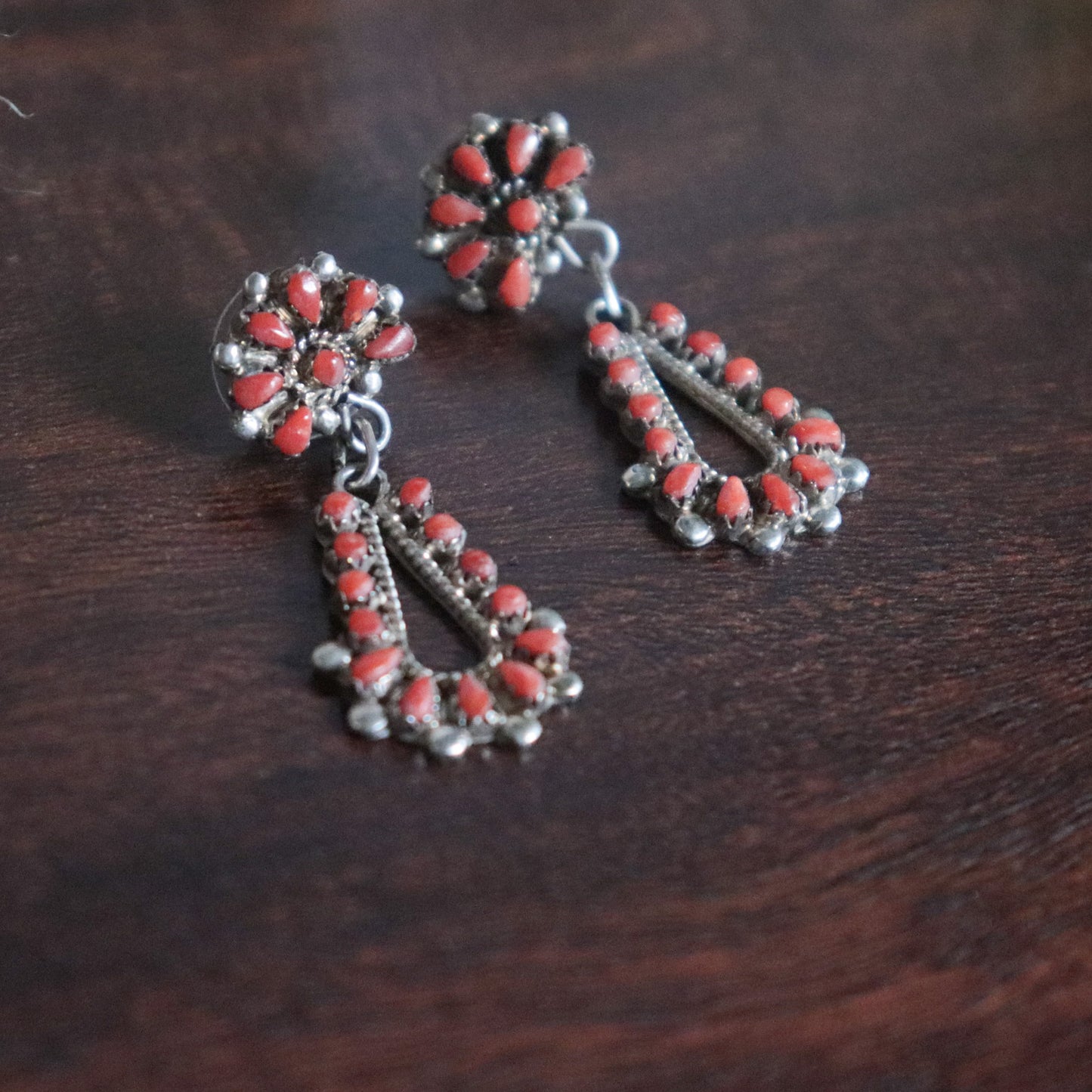 Vintage Zuni Coral Earrings