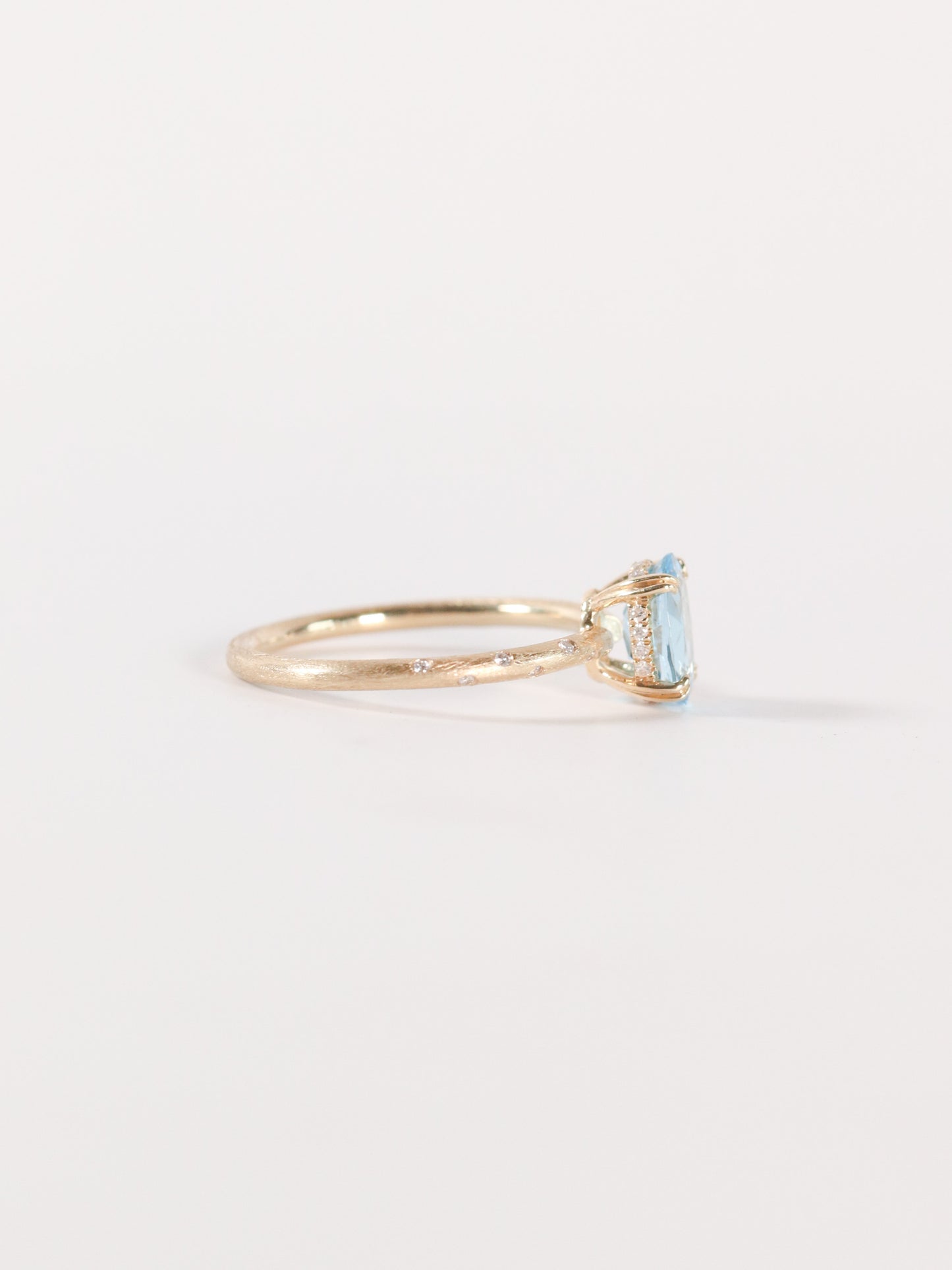 Satin Yellow Gold and Blue Topaz Ring