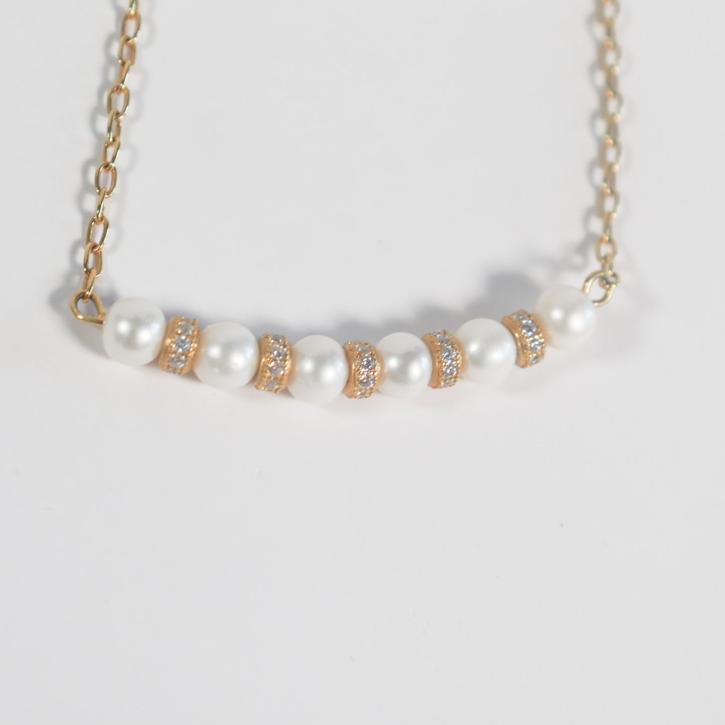 Micro Pavé Pearl Spacer Necklace