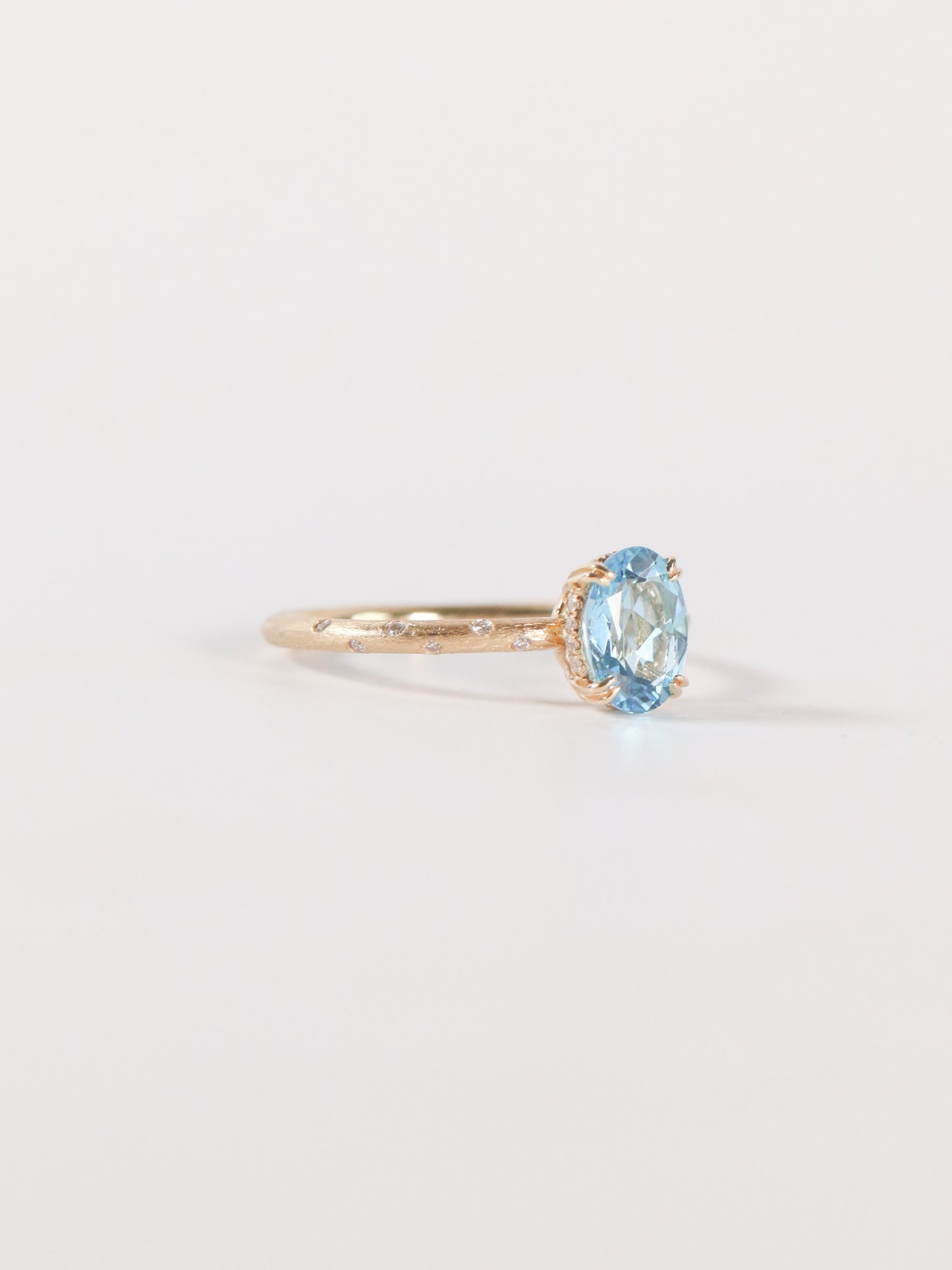 Satin Yellow Gold and Blue Topaz Ring