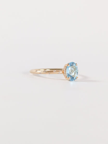 Satin Yellow Gold and Blue Topaz Ring