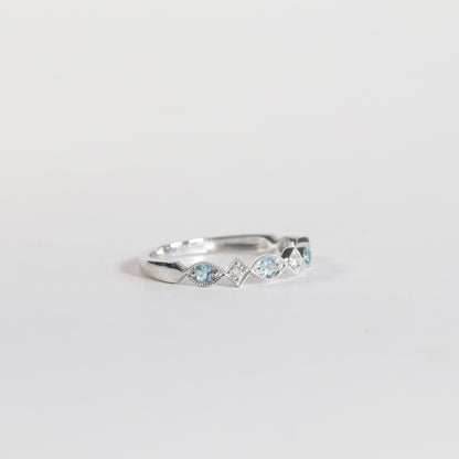 Blue Topaz + Diamond Stackable Band