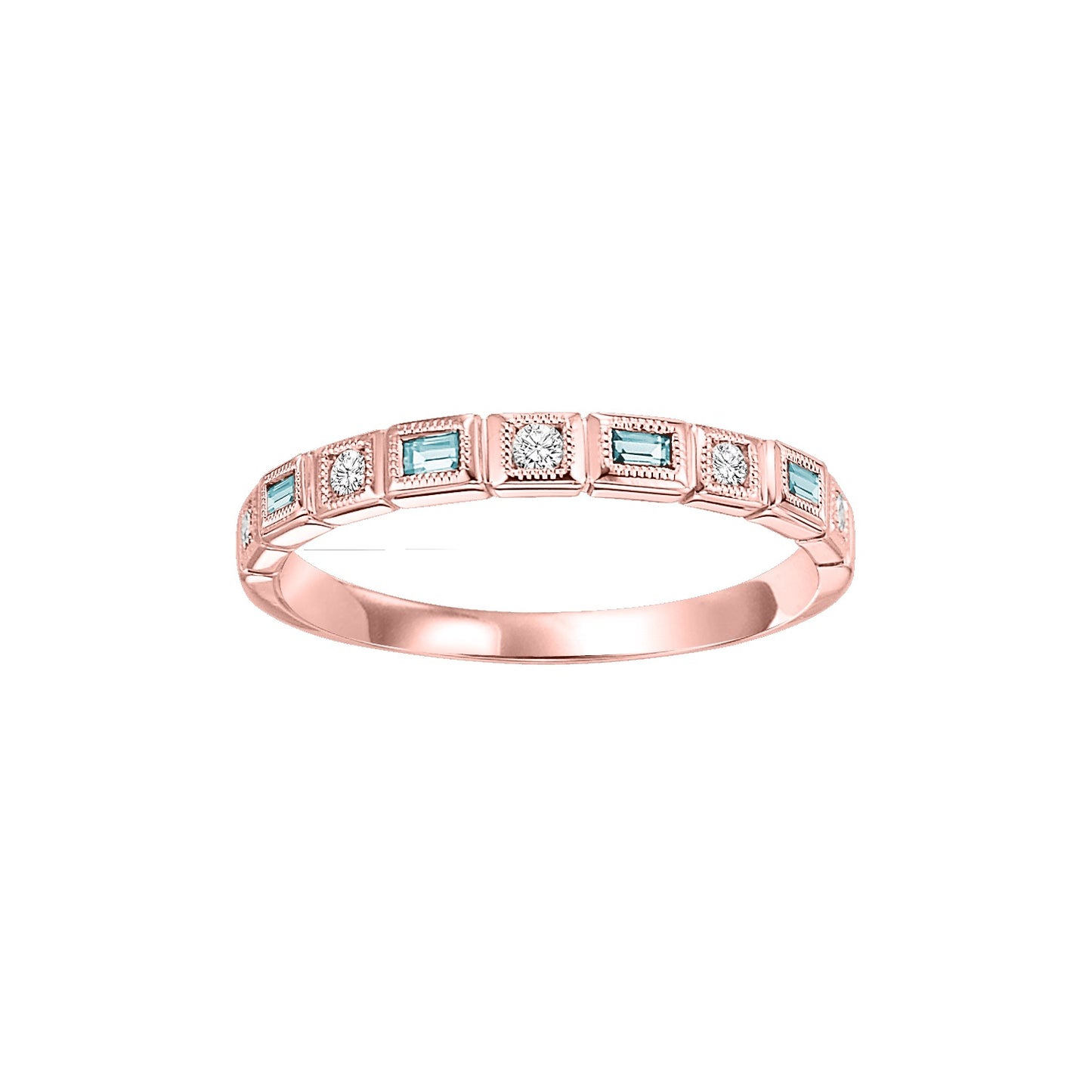 Aquamarine + Diamond Stackable Band - Multiple Options