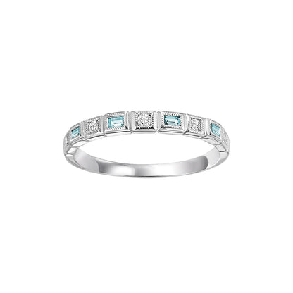 Aquamarine + Diamond Stackable Band - Multiple Options