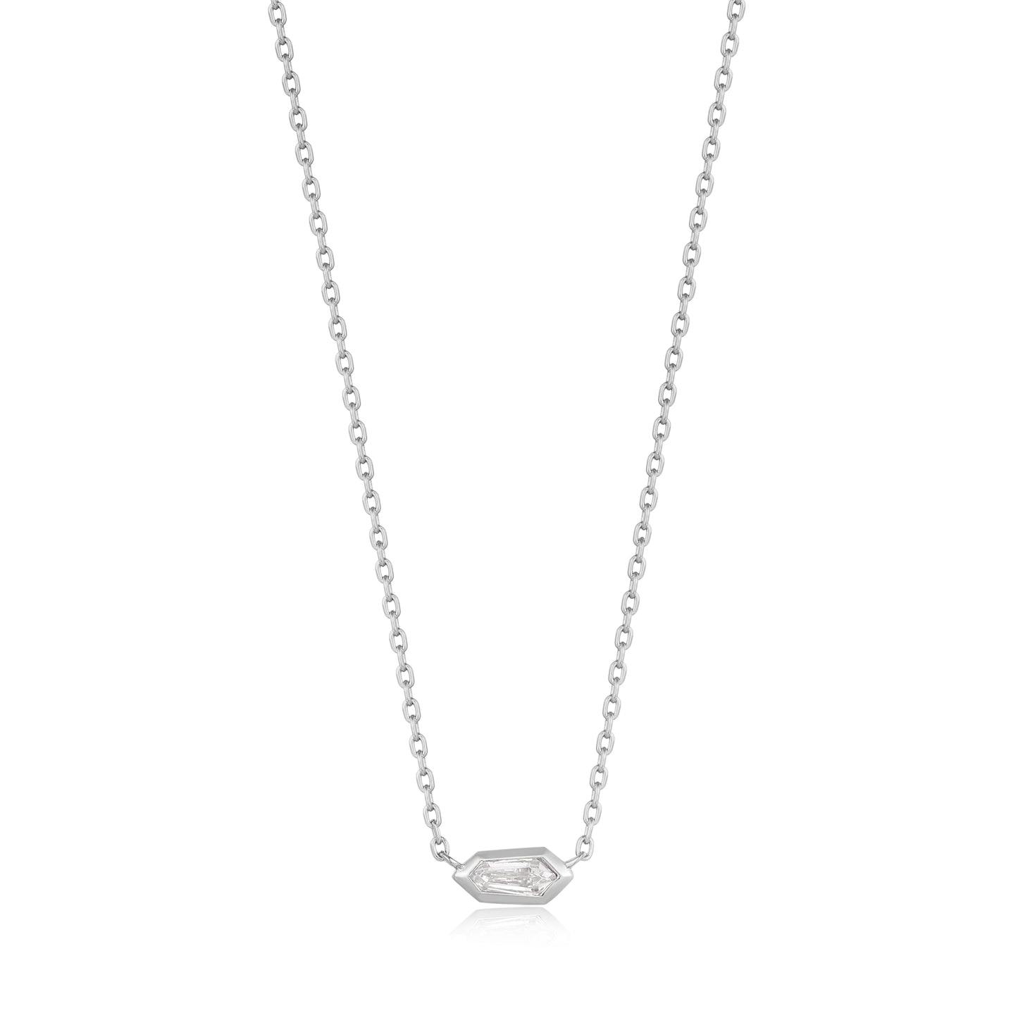 Silver Sparkle Emblem Chain Necklace