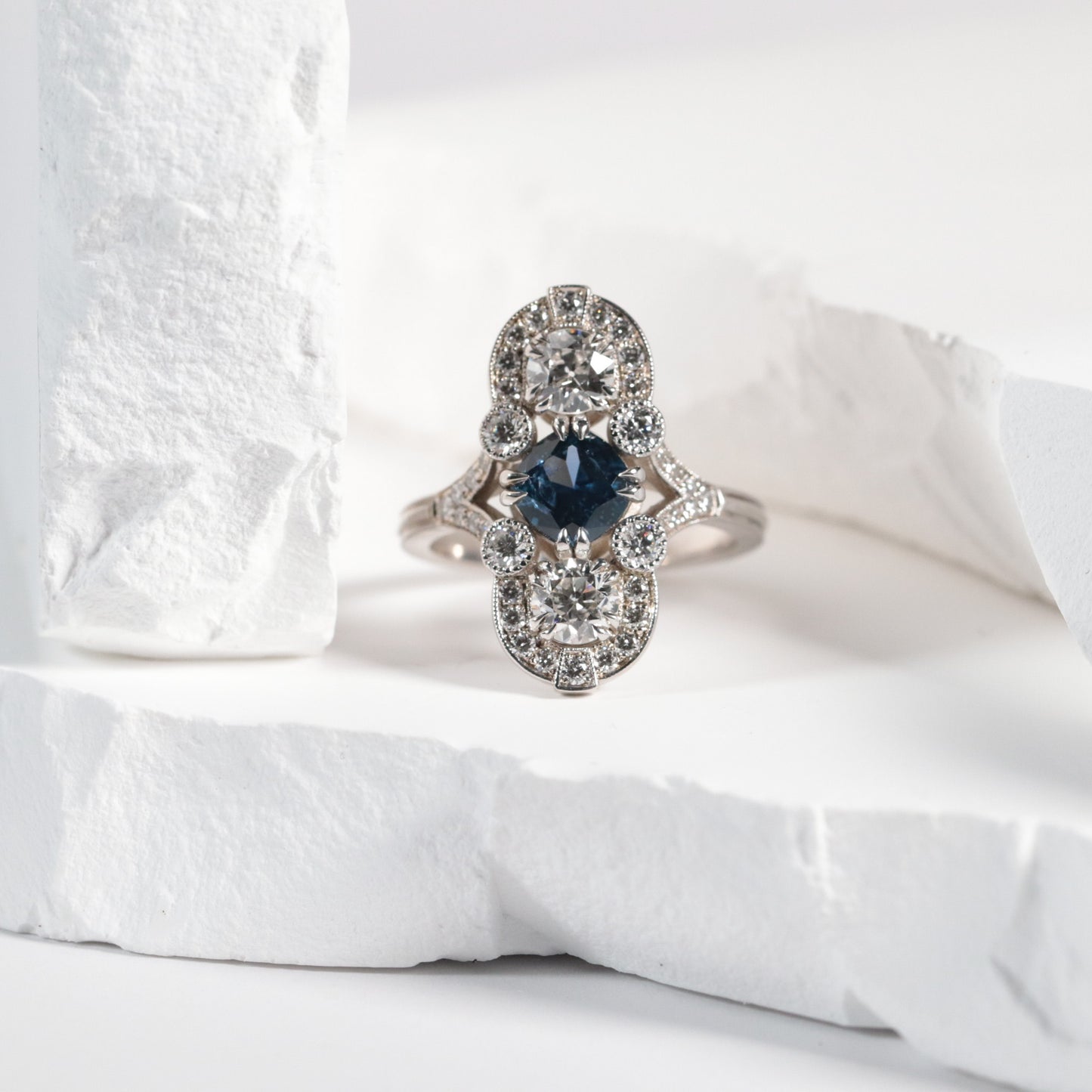 'Cecile' Yogo Sapphire Ring - Signature KE Design