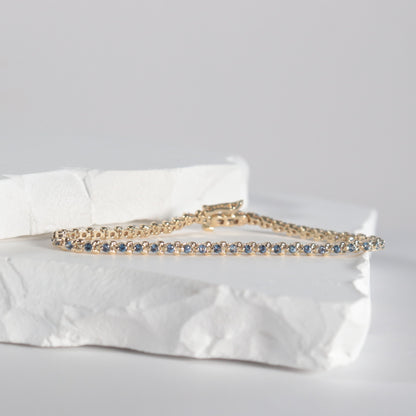 Yogo Sapphire + Yellow Gold Tennis Bracelet