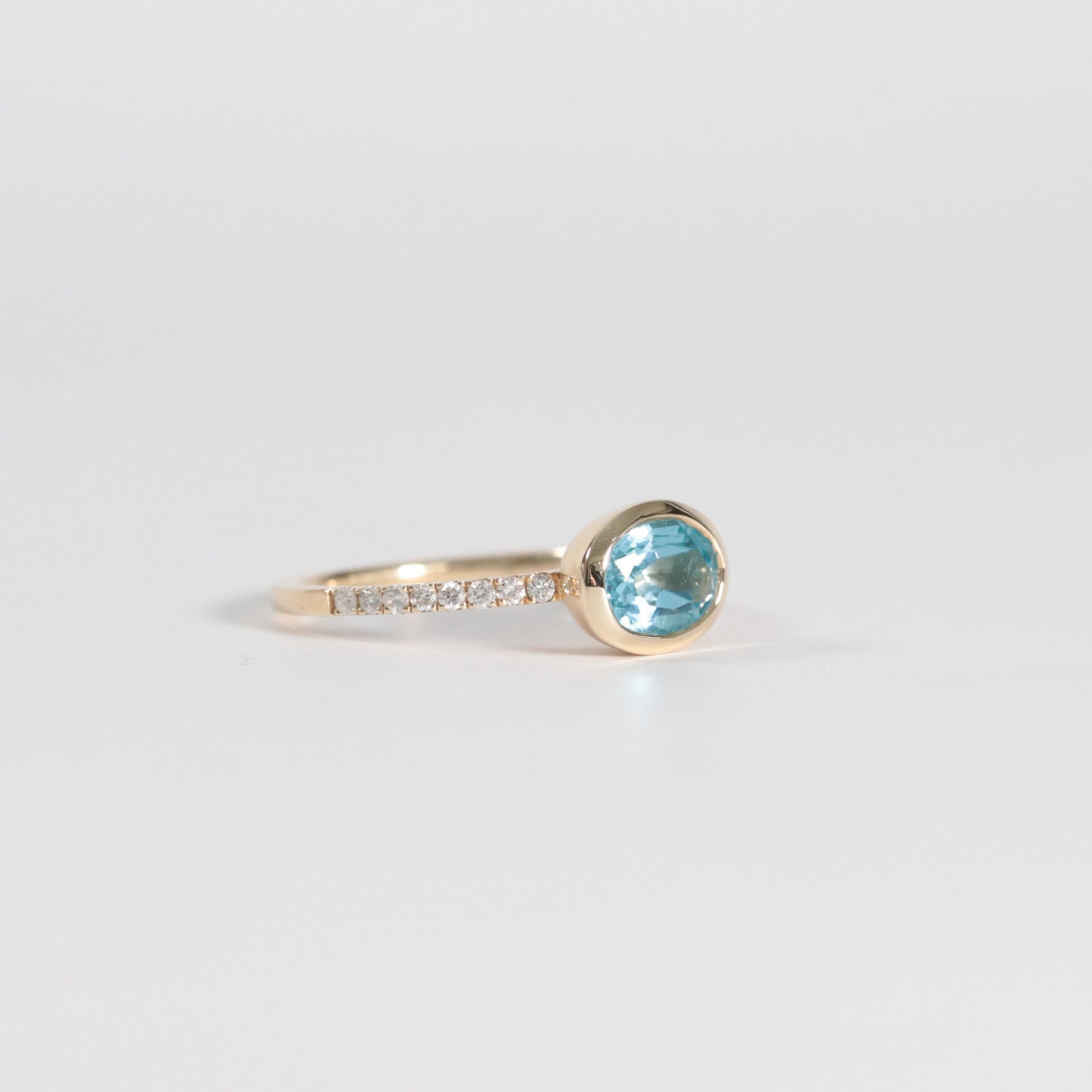 Blue Topaz + Diamond Ring