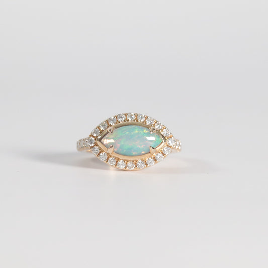 Marquise Opal + Diamond Ring