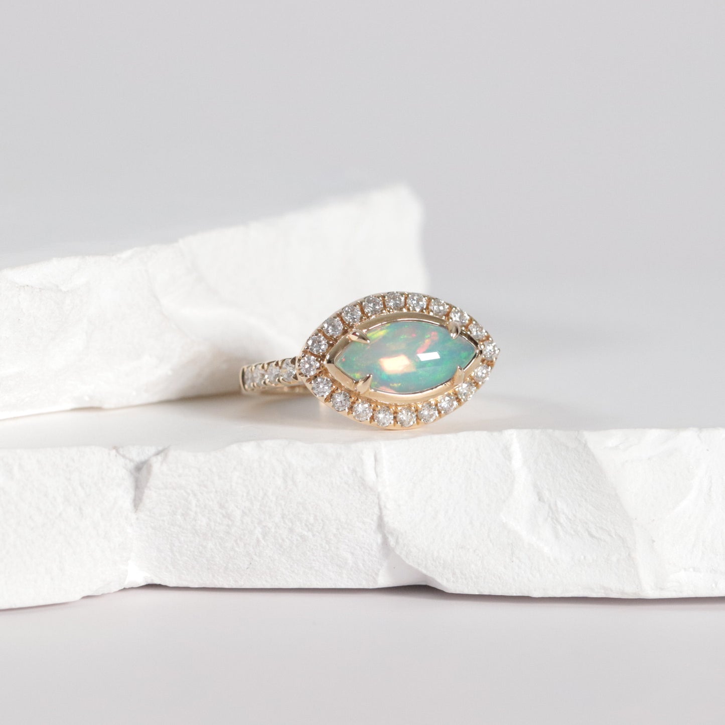 Marquise Opal + Diamond Ring