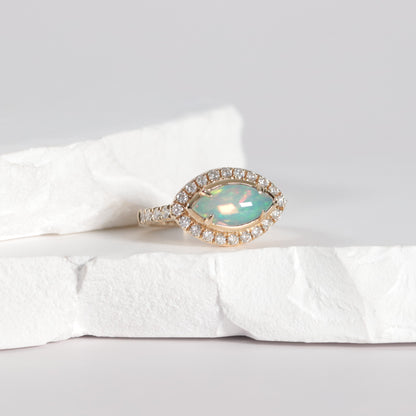 Marquise Opal + Diamond Ring