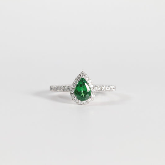 Tsavorite Garnet + Diamond Ring