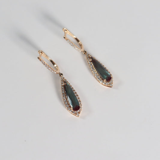 Alexandrite + Diamond Drop Earrings