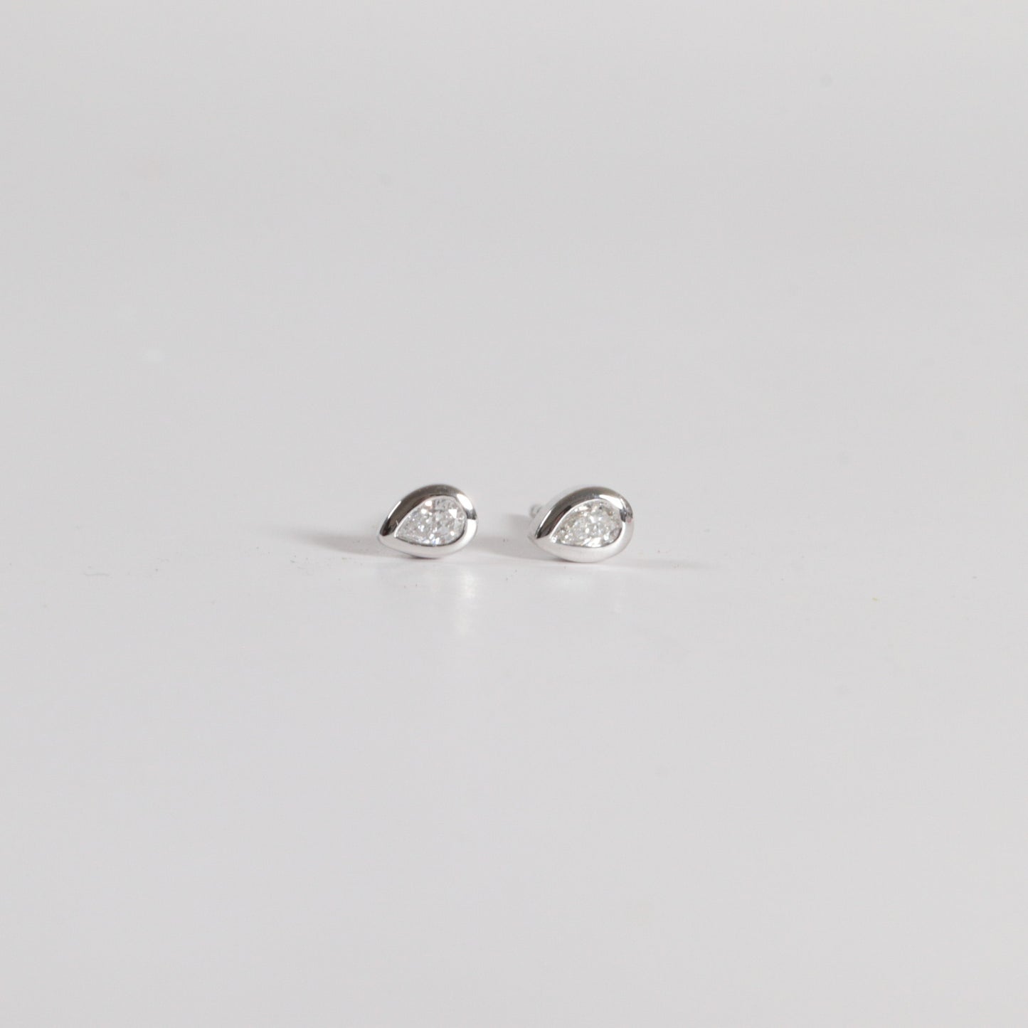 Petite Pear Diamond Bezel Studs