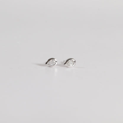 Petite Pear Diamond Bezel Studs