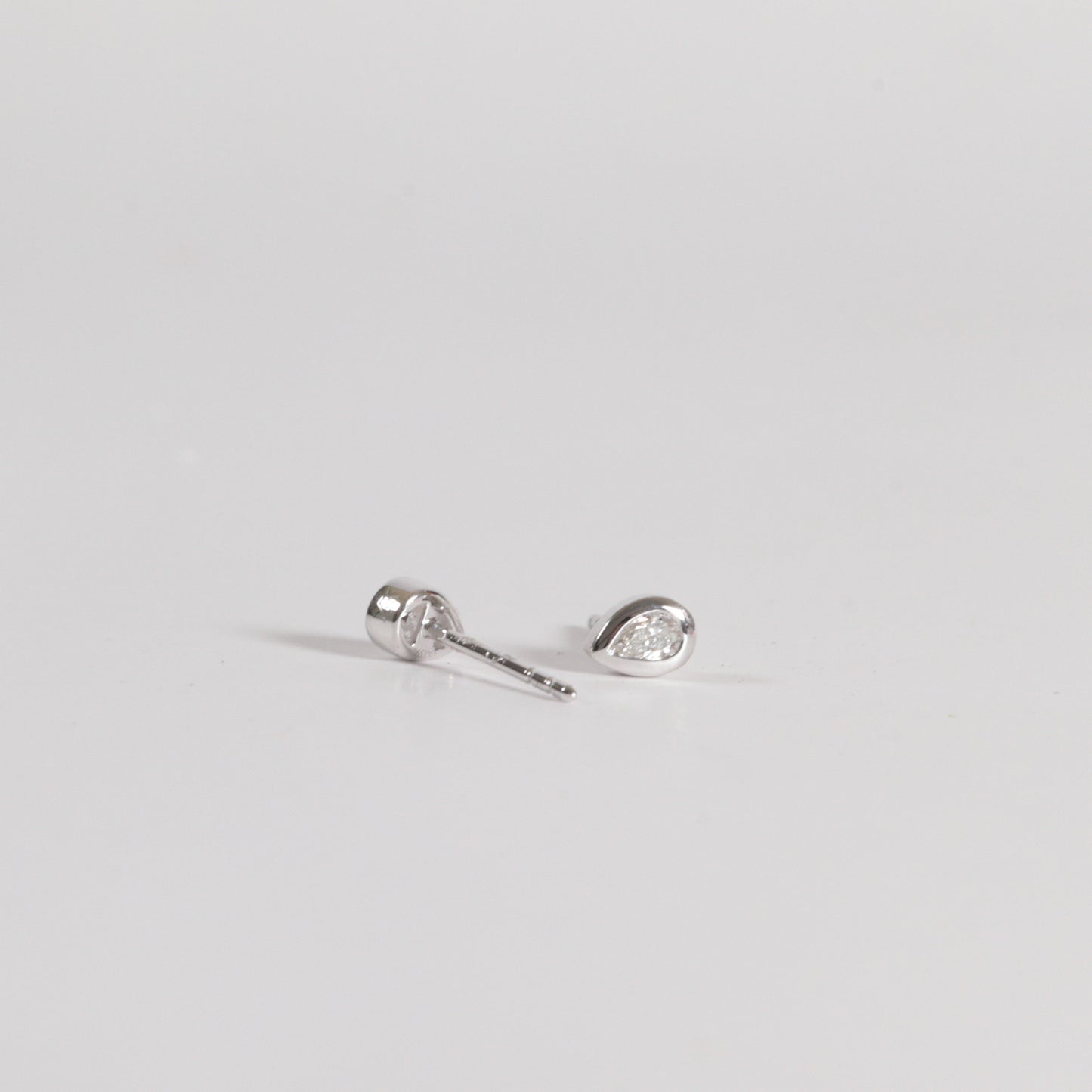 Petite Pear Diamond Bezel Studs