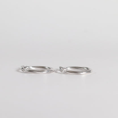 Twist White Gold Hoops