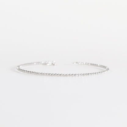 White Gold Diamond-Cut Bead Bangle