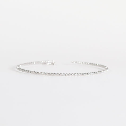 White Gold Diamond-Cut Bead Bangle