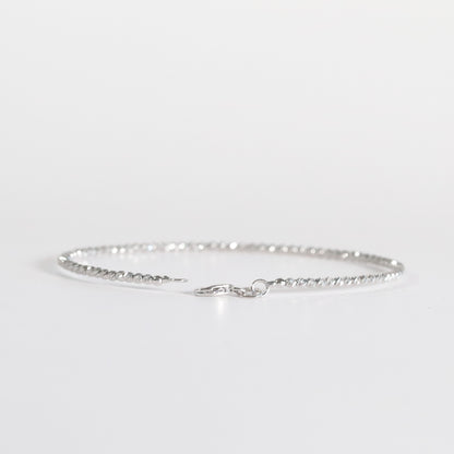 White Gold Diamond-Cut Bead Bangle