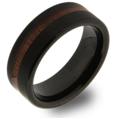 Koa Wood + Black Tungsten Band