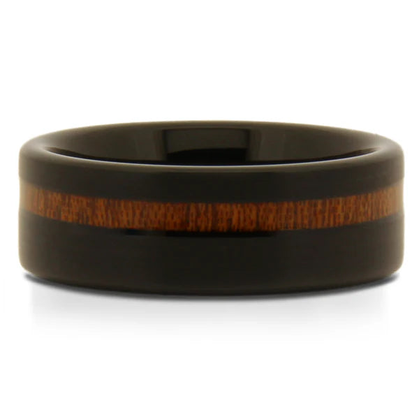 Koa Wood + Black Tungsten Band